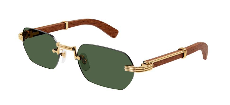 Lunettes de soleil Cartier Corne et Bois Première CT0362S - Brun et Or