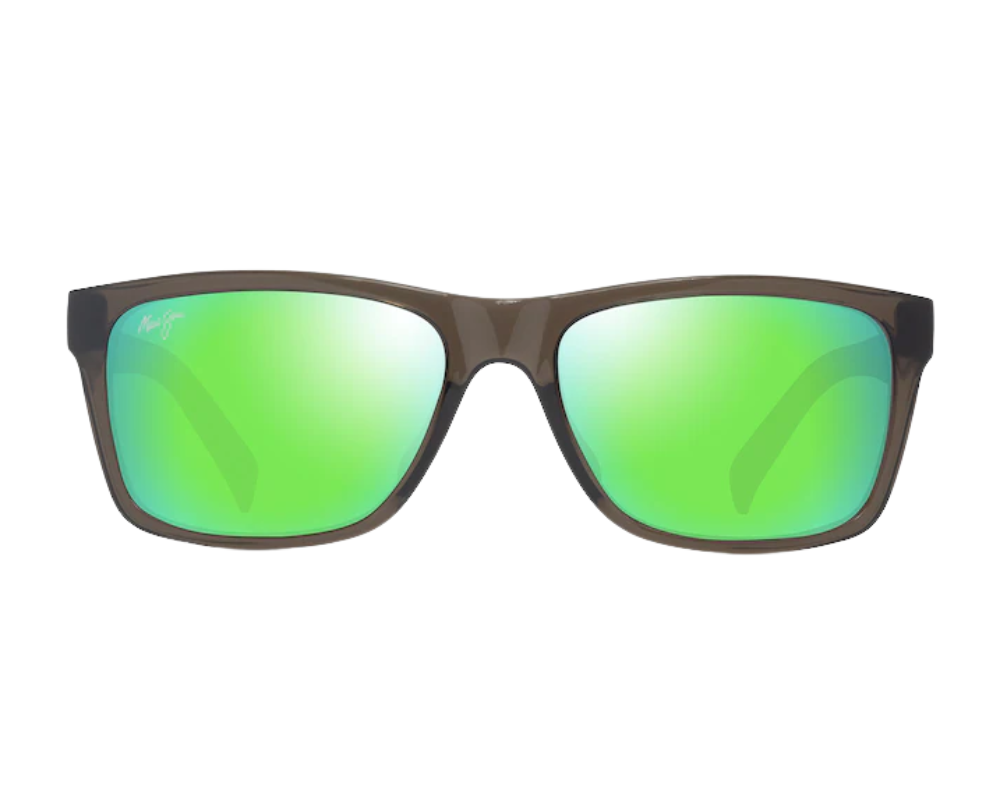 Lunettes de soleil Maui Jim Kōwelo – coloris Gris foncé transparent brillant avec des touches de vert