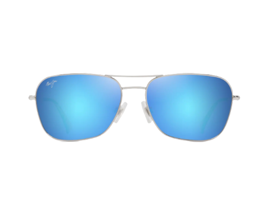 Lunettes de soleil Maui Jim Na Auao – coloris Argent brillant avec détails bleus et verts