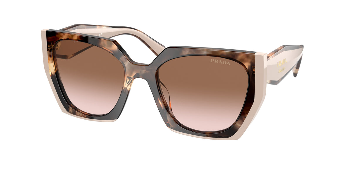 Prada PR 15WS – Écaille de tortue Caramel/Poudré – Vue de trois quarts