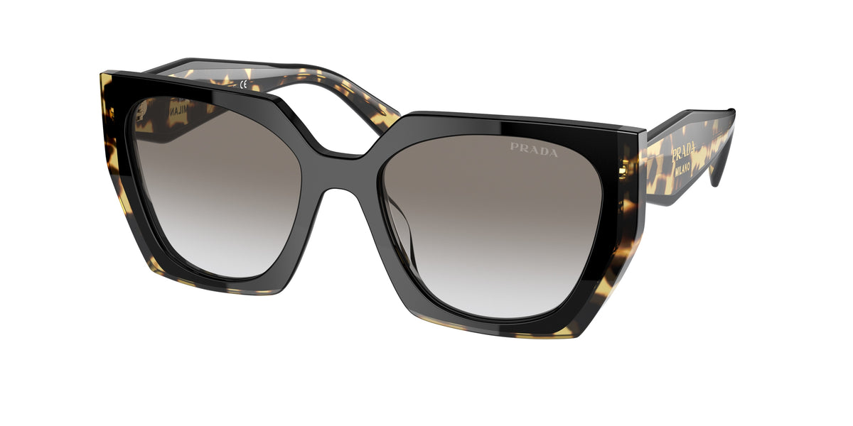 Prada PR 15WS – Noir/ Écaille de tortue moyenne – Vue de trois quarts