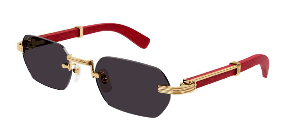 Lunettes de soleil Cartier Corne et Bois Première CT0362S - Rouge