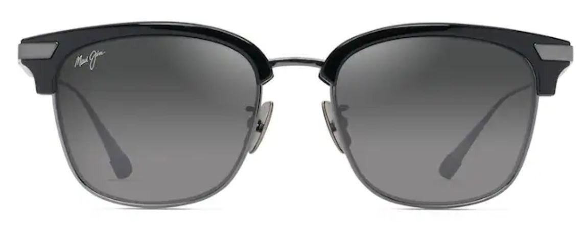 Lunettes de soleil Maui Jim Kalaunu Asian Fit – coloris Noir brillant avec argent foncé