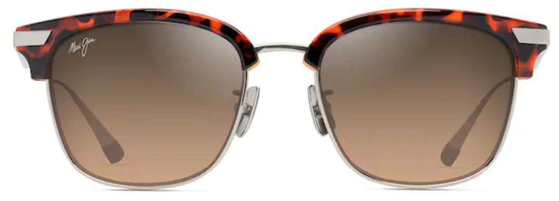 Lunettes de soleil Maui Jim Kalaunu Asian Fit – coloris Havane rouge brillant et argenté