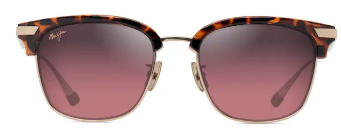 Lunettes de soleil Maui Jim Kalaunu Asian Fit – coloris Havane foncé brillant et doré