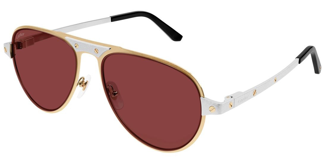 Lunettes de soleil Cartier Santos CT0533S - Doré (004)