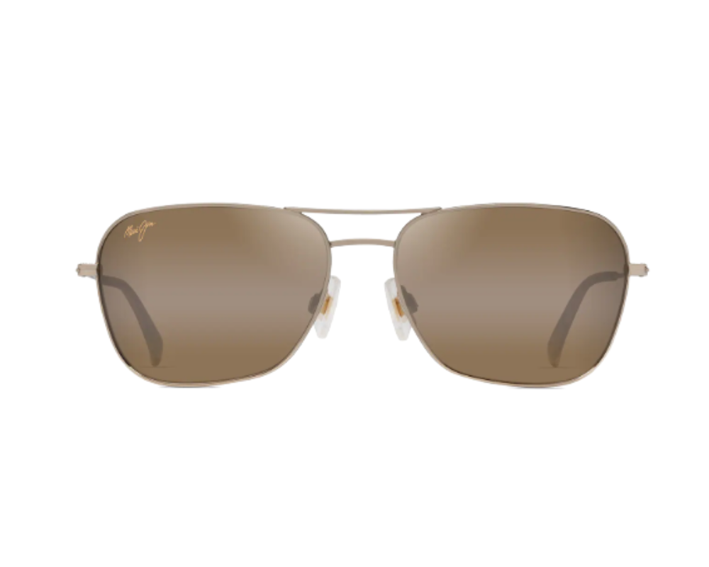 Lunettes de soleil Maui Jim Na Auao – coloris Doré clair brillant avec rouge et marron